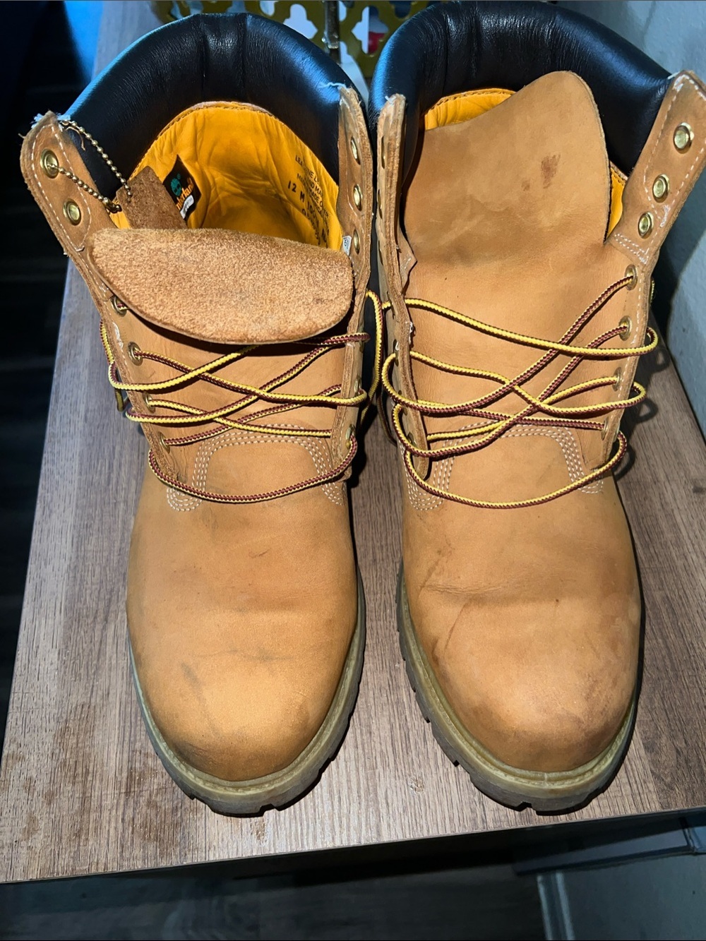 Timberland Wheat/Tan Men's Leather Work Boots with Yellow Lining
